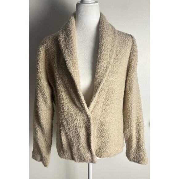 Eileen Fisher Teddy Jacket Fuzzy Blazer Wool Nylon Blend Hook Closure Coat Sz S - Picture 1 of 10